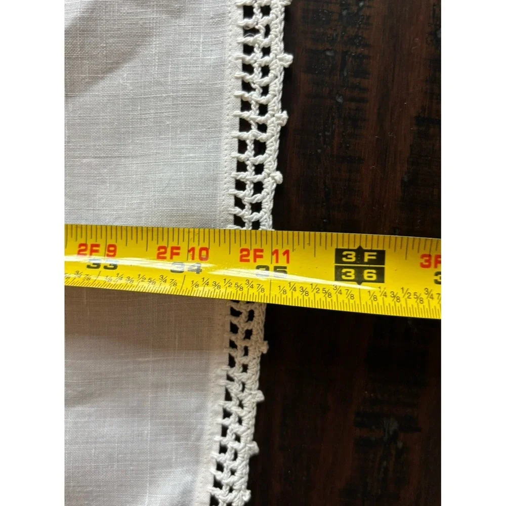 Vintage Hand Embroidered Linen Card Table Cloth Solid White 35